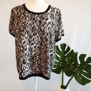 Calvin Klein Animal Print Short Sleeve Top XL